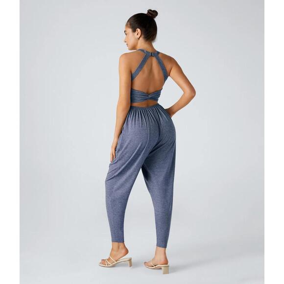 Halara Pants - NWT Halara U Neck Pocket Harem Casual Jumpsuit-Easy Peezy Edition Blue Size XS